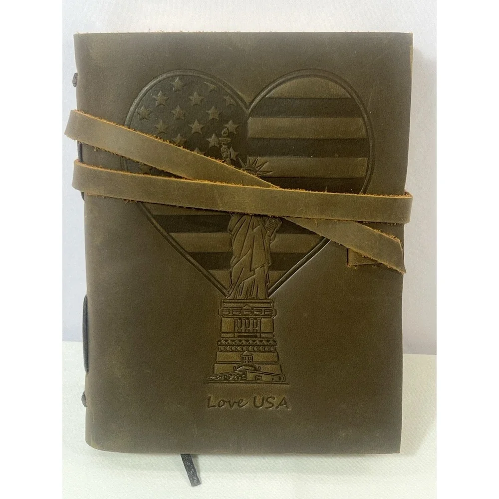 leather Bound Journal For Men And Womes, Handmade Patriotic‎ With LOVE USA